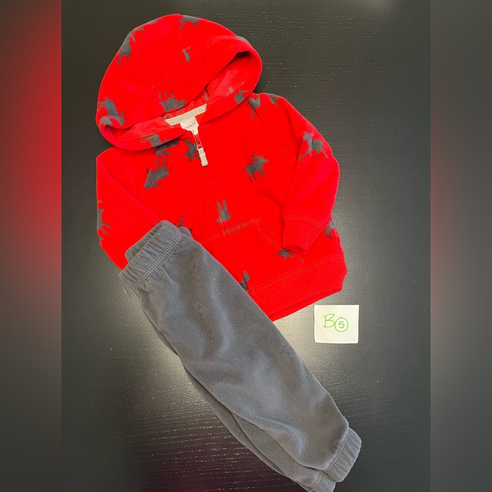 Carter’s 9m Red Moose Hoodie and Grey Pants Set